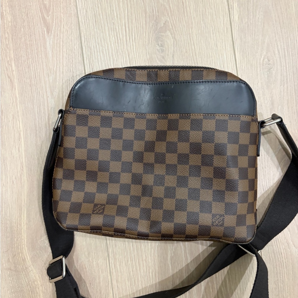 Brown Checkered Men's Bag - Picture 2 of 2